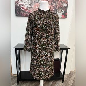 Women’s Dress Shift Floral 3/4 Bell Sleeve Pullover Halter Neck Size M